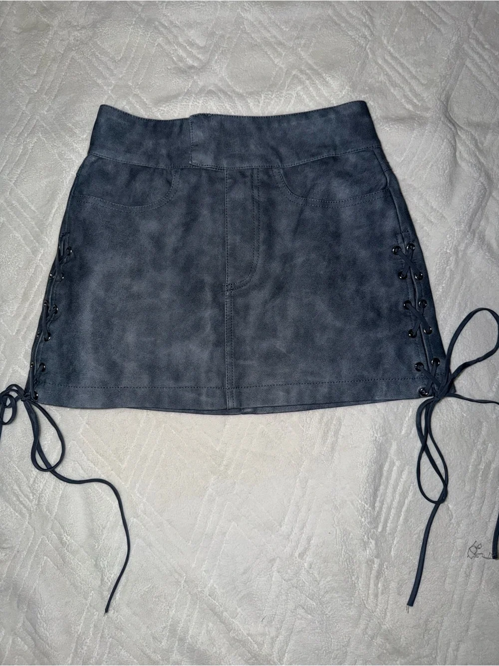 Women’s Navy Lace-Up Mini Skirt
